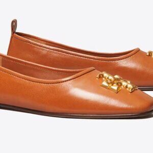 Brand New Tory Burch sz 9 Eleanor Ballet Flat Bourbon Brown 141296